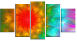 Large Red Alien Fractal Flower, Large Floral Art Canvas Print, 60"x32", 5 Panels