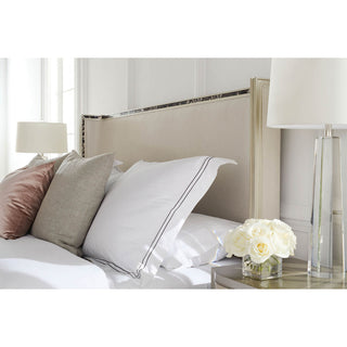 Art Deco Style Upholstered King Bed With Tortoise Inlay