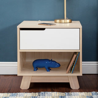 Hudson Nightstand With USB Port, White Washed Natural