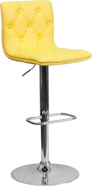 Estella Abby Mid-Back Tufted Yellow Vinyl Adjustable Barstool, Swivel