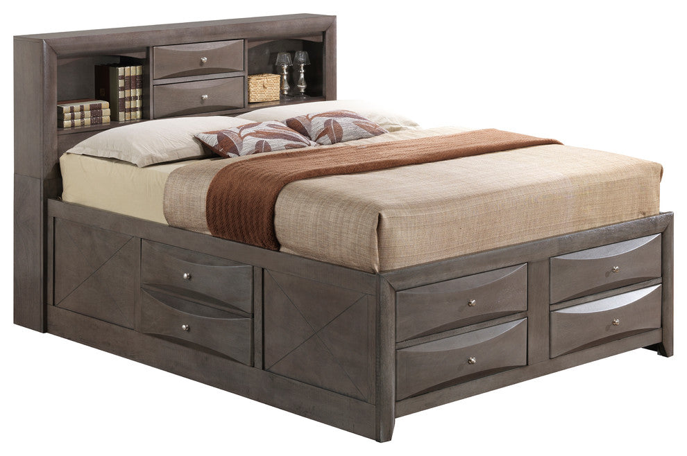 Storage Bed, Taupe Gray, King