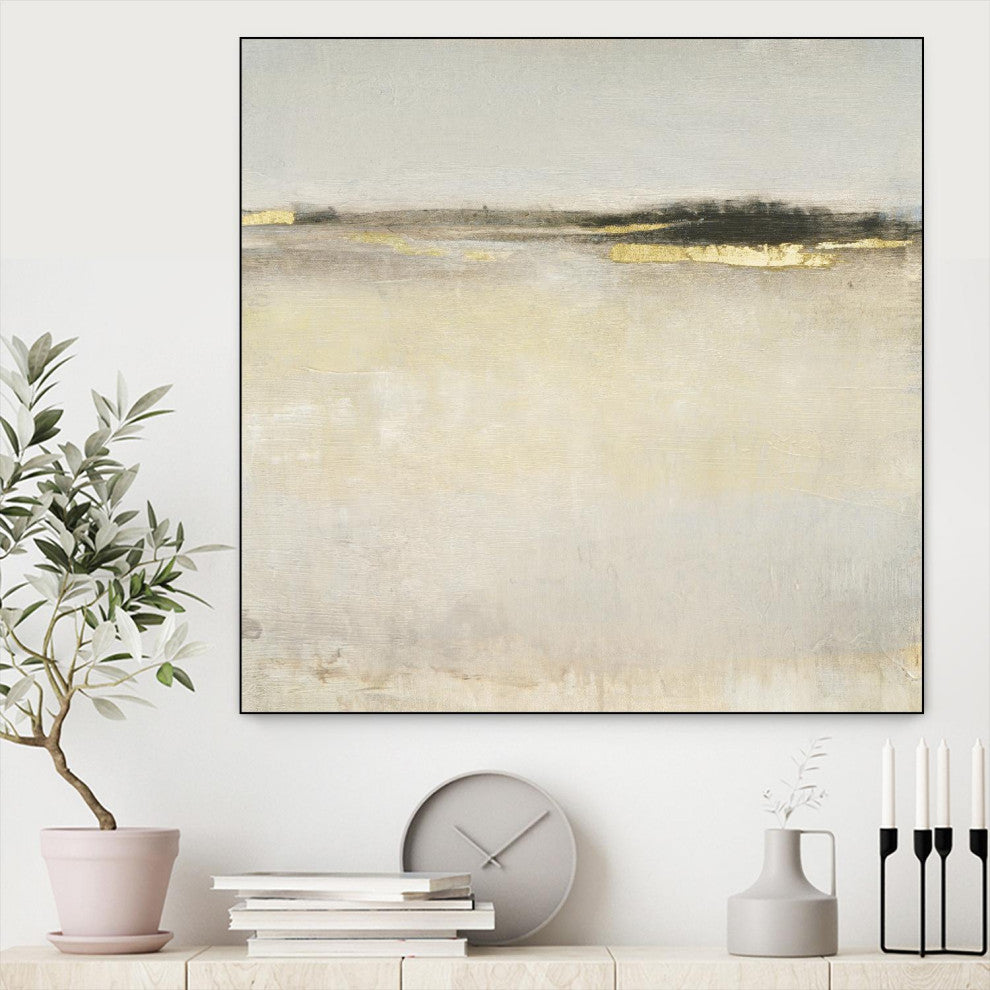 "Embellished Subtle Scape I" Framed Canvas by Giant Art 30"x30"