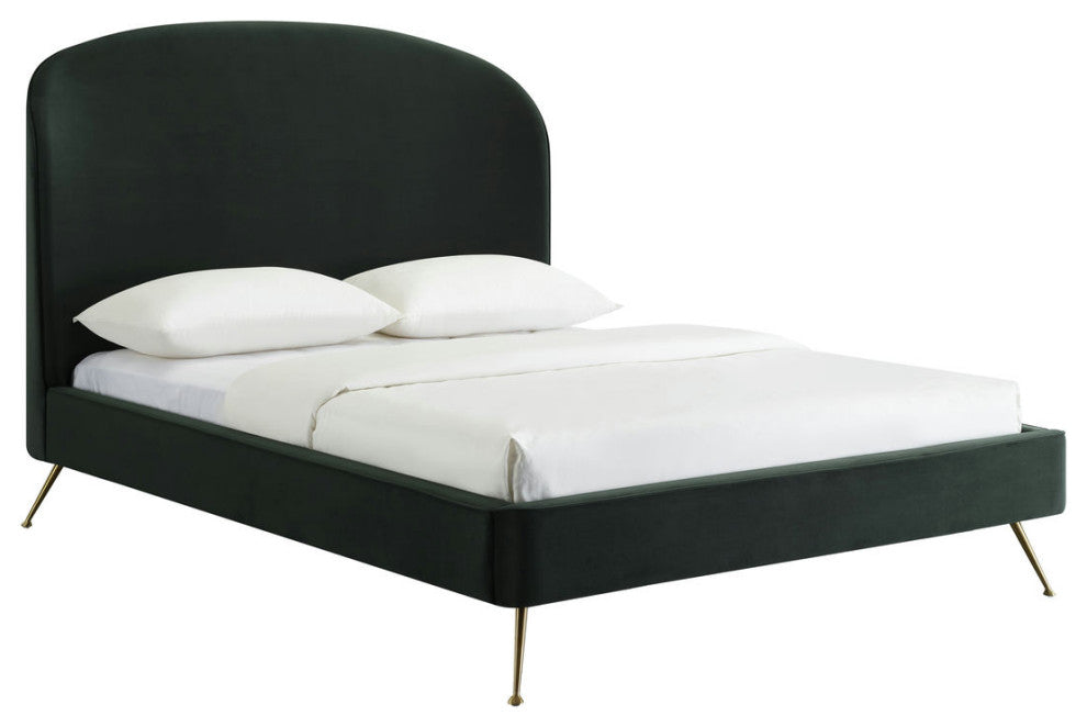 TOV Furniture Vivi Forest Green Velvet Bed in Queen