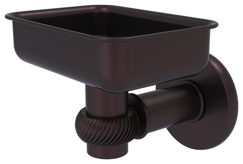 Continental Wall Mount Soap Dish Holder With Twist Accents, Antique Bronze