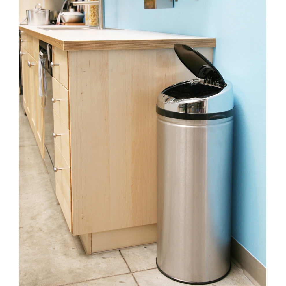 iTouchless 13 Gallon Round Sensor Trash Can with AbsorbX Odor Control System