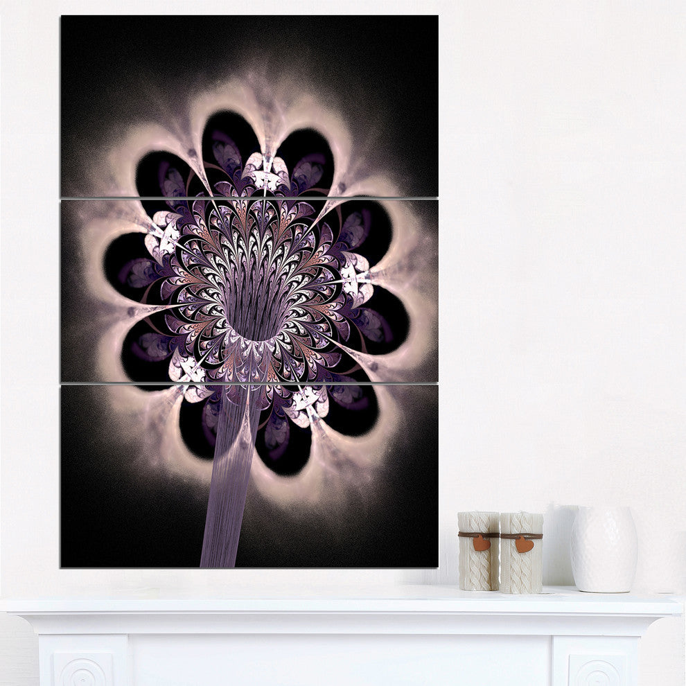 "Bright Yellow Digital Fractal Flower" Metal Wall Art, 3 Panels, 28"x36"