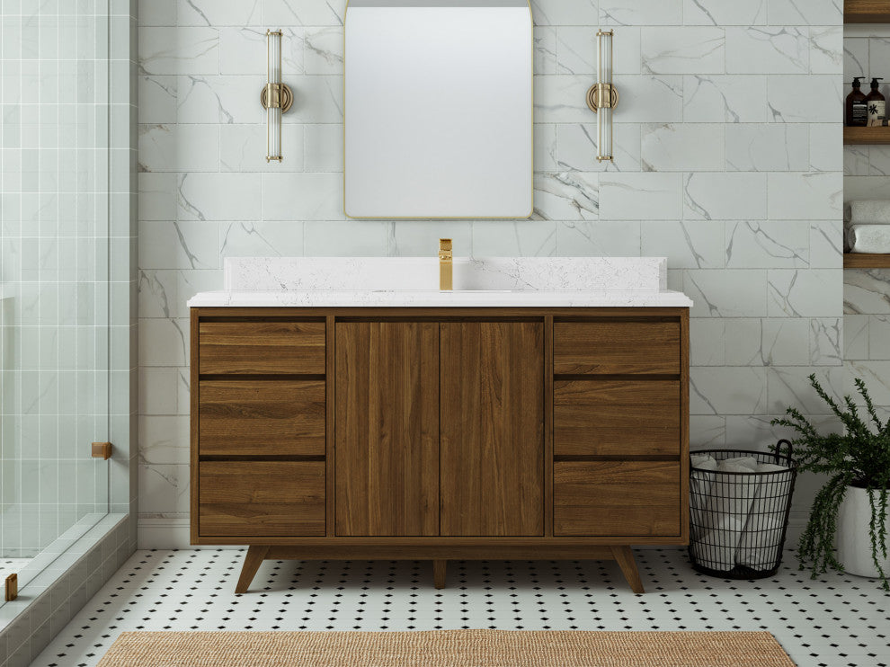 Madison Teak 60 Single Bathroom Vanity in Dark Natural 1.5" Empira Quartz