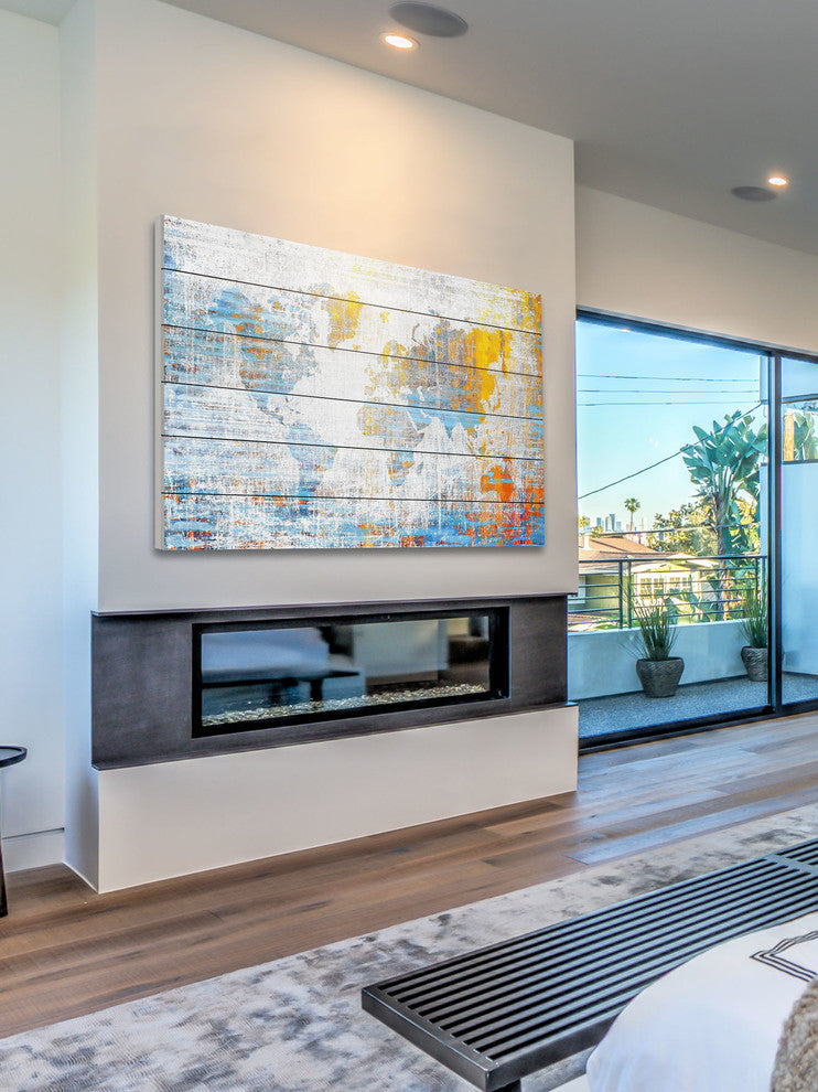 "Continental Journey" Print on White Wood, 60"x40"