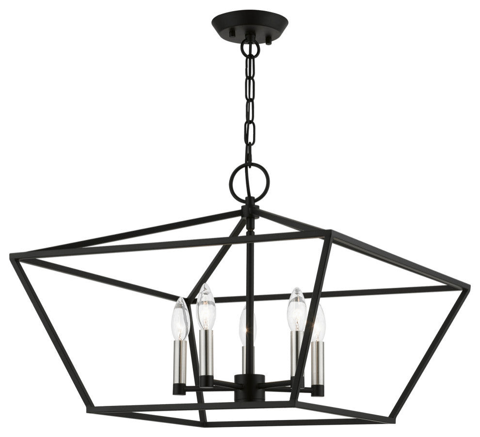 Devone 5 Light Black With Brushed Nickel Accents Chandelier