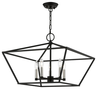 Devone 5 Light Black With Brushed Nickel Accents Chandelier
