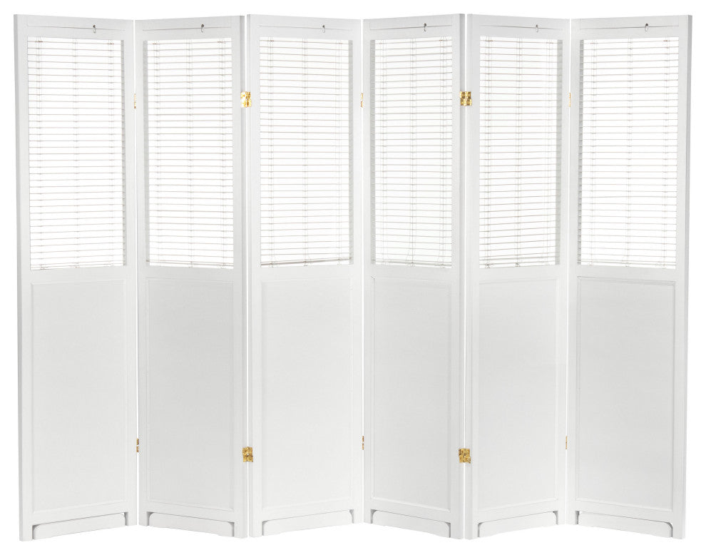 6'' Tall Adjustable Shutter Room, White, 6 Panel