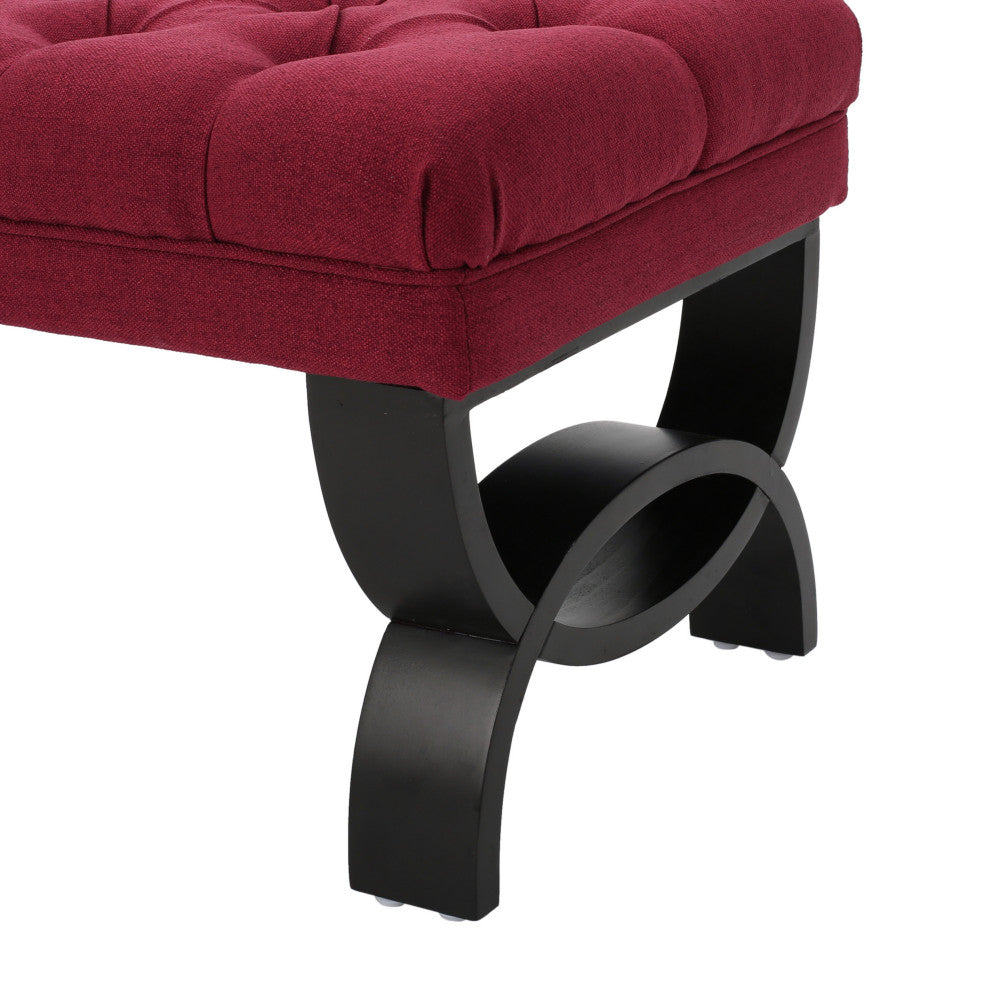 GDF Studio Reddington Tufted Fabric Ottoman Bench, Deep Red