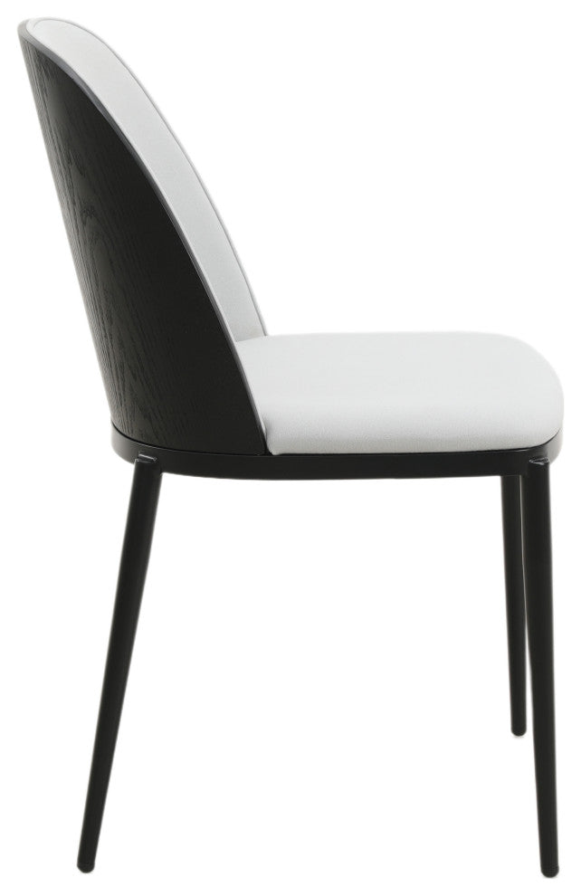LeisureMod Tule Dining Side Chair With Upholstered Seat and Steel Frame, Black/Platinum Blue