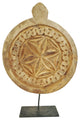 Consigned Vintage Wood Medallion on Stand 5