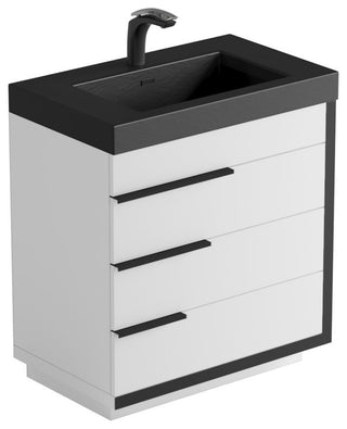 The Wilson Bathroom Vanity, White, 30", Single Sink, Freestanding