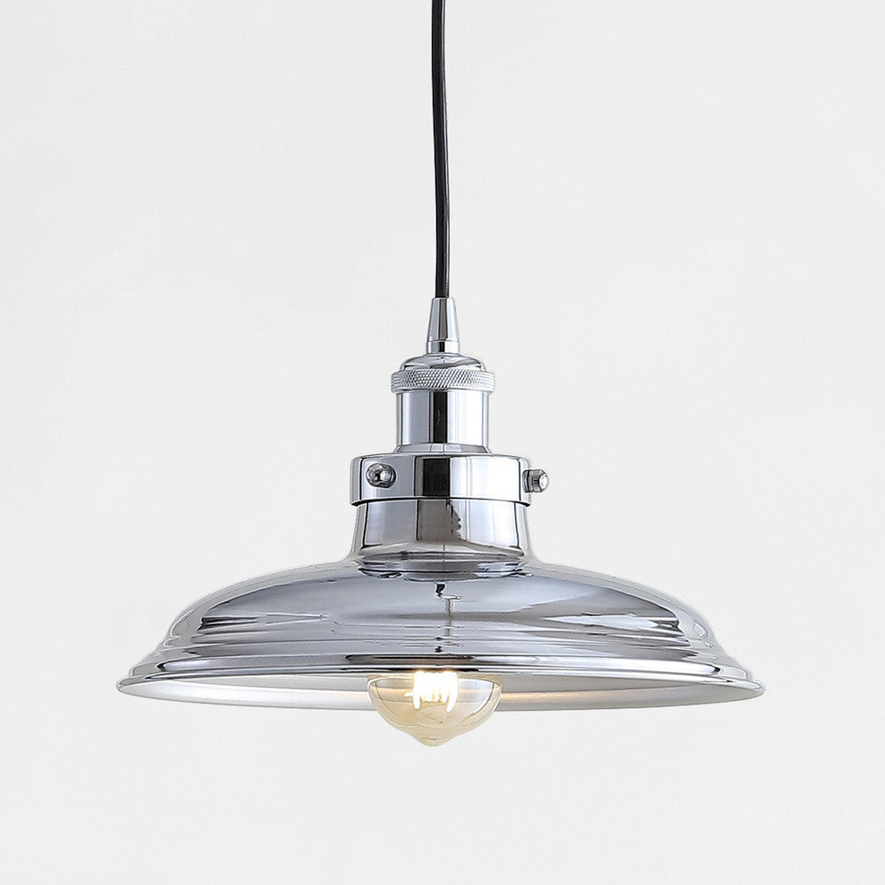 Felix 11" Adjustable Industrial Metal LED Pendant, Chrome