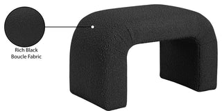 Niagara Boucle Fabric Upholstered Bench, Black, 28" Wide