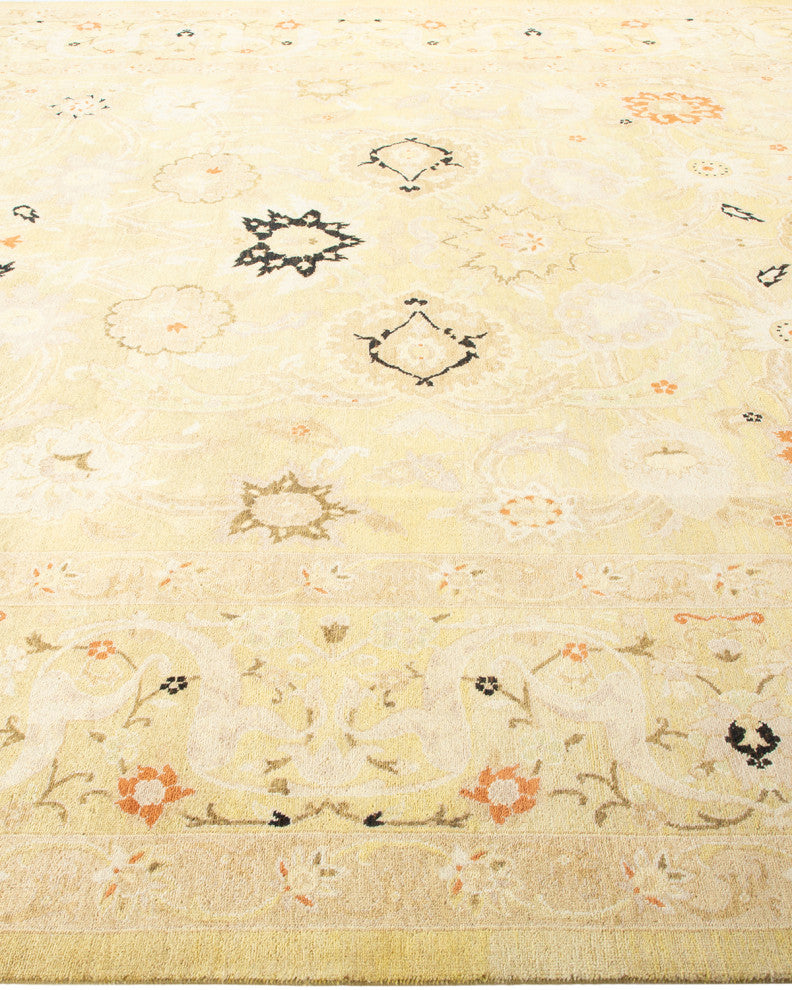 Eclectic, One-of-a-Kind Hand-Knotted Area Rug Green, 9' 3" x 12' 2"