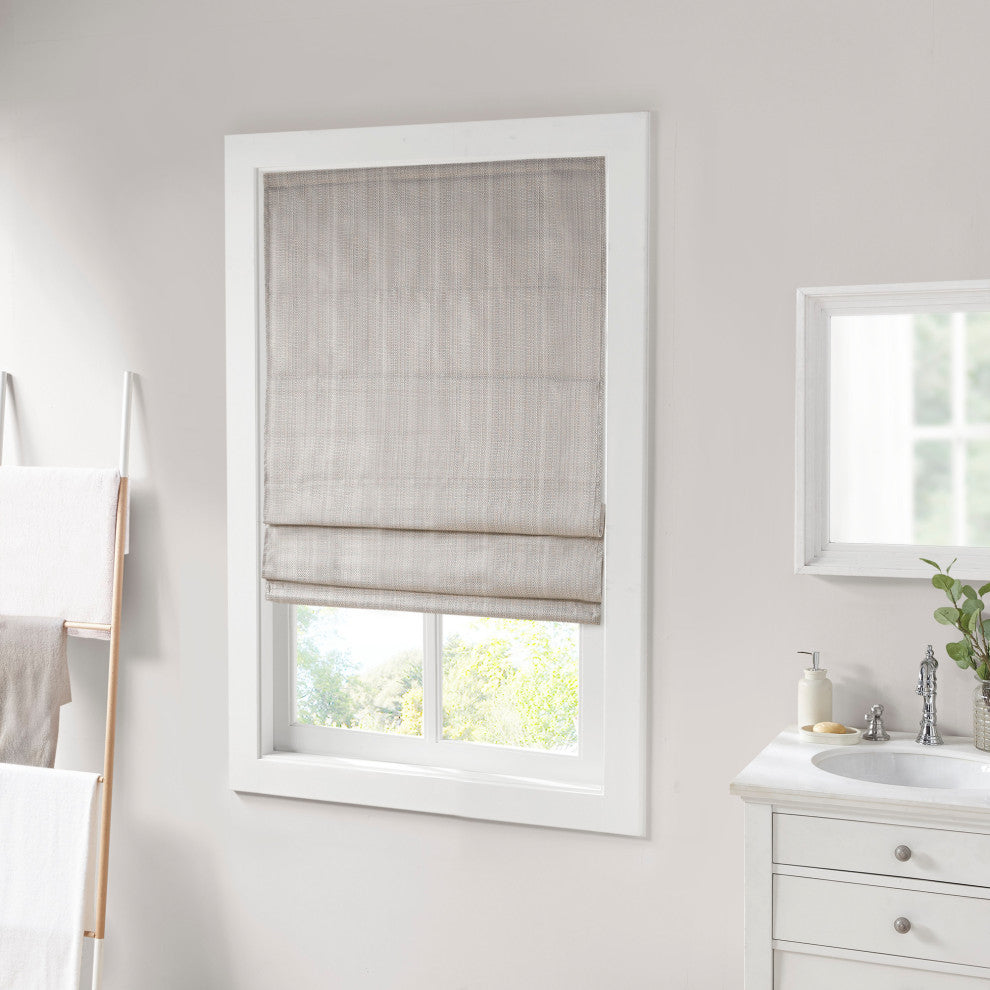 Madison Park Galen Basketweave Roman Shade, Taupe, 27"