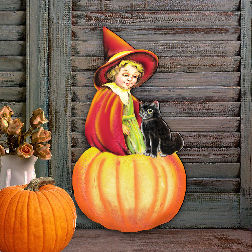 Pumpkin Fairy Wooden Door Hanger