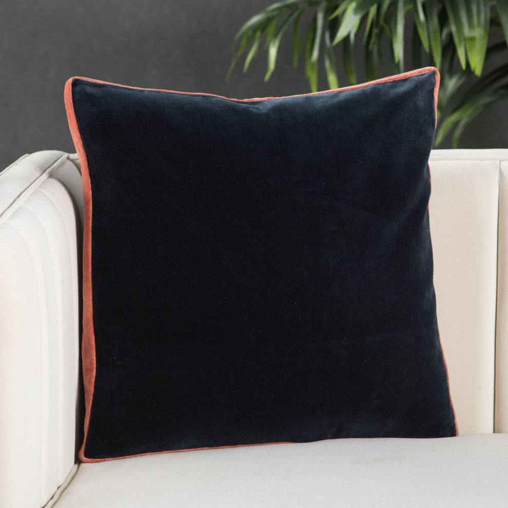 Jaipur Living Bryn Solid Throw Pillow, Navy, Down Fill