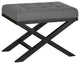Cortesi Home Kayla Traditional "X" Bench Ottoman, Linen Fabric, Gray