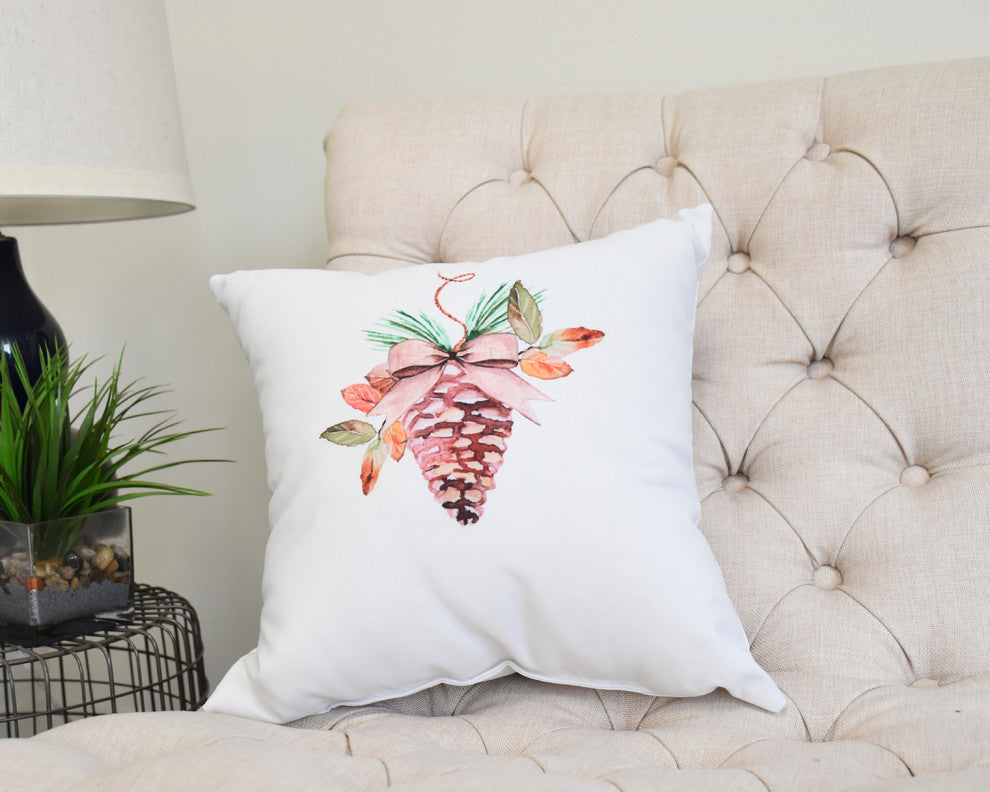 Natural Ornament 26" Off White Holiday Print Decorative Throw Pillow