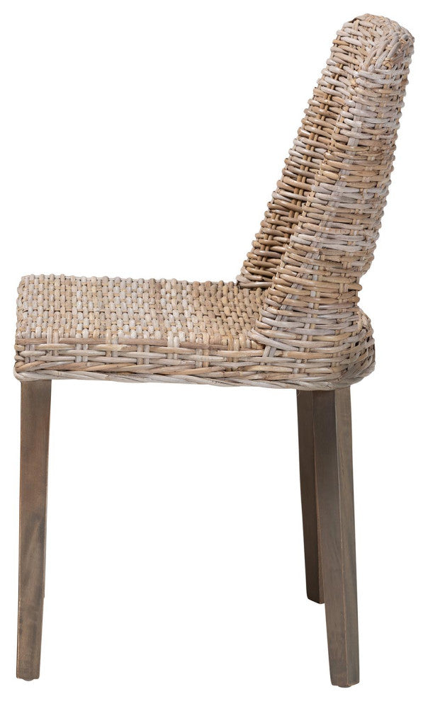 Denisse Modern Rattan and Wood Dining Chair