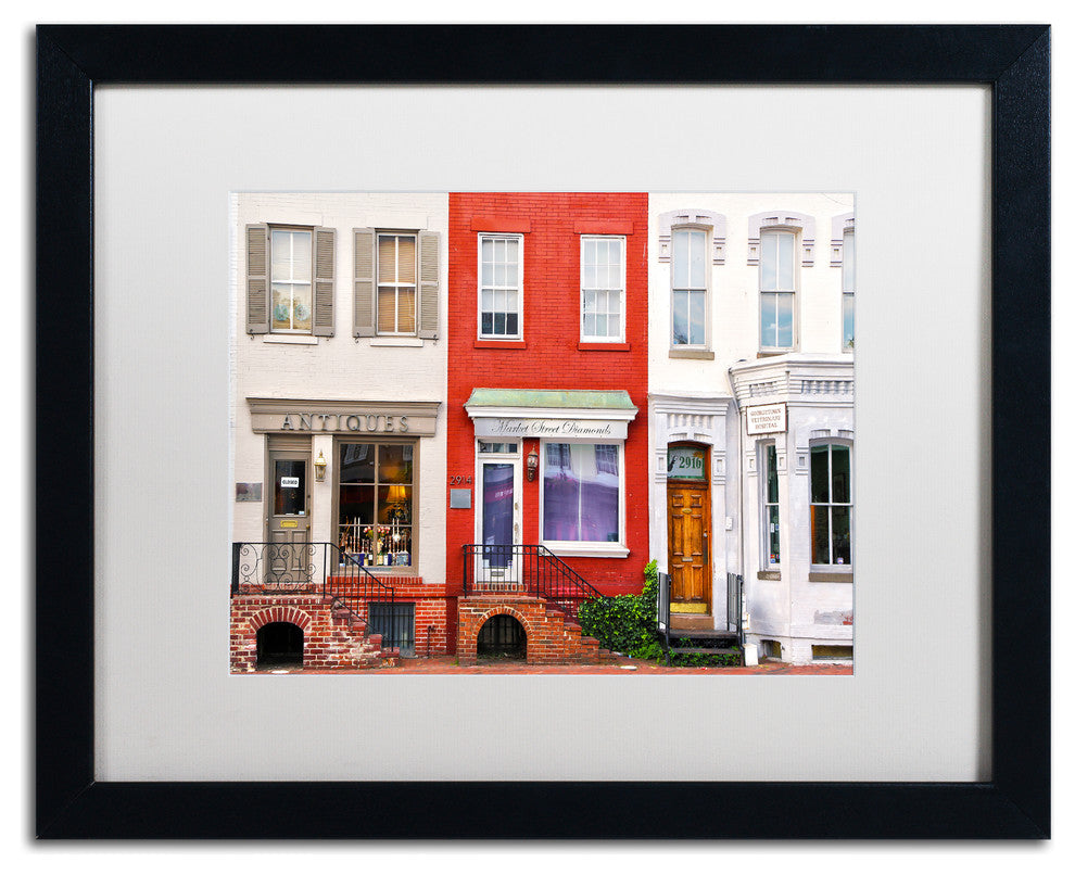 CATeyes 'Georgetown Shops DC' Matted Framed Art, Black Frame, White Mat, 20x16