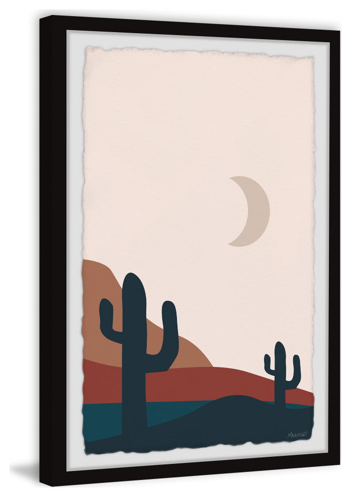 "Moonlight Cactus" Framed Painting Print, 12x18