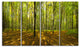 Green Autumn Forest Panorama, Landscape Canvas Art Print, 48"x28", 4 Panels