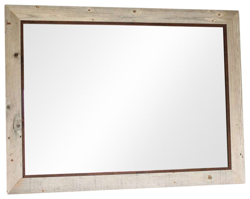 Rustic Mirror, Park City Style Barnwood With Alder Inset, 18"x22"