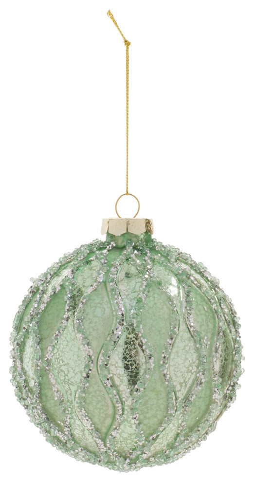 Beaded Mercury Glass Ball Ornament, Set of 6