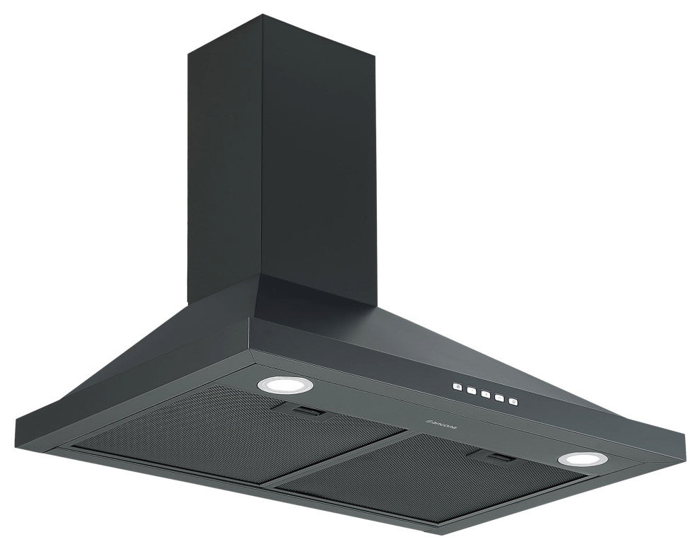Ancona 30" Convertible Wall-Mounted Pyramid Range Hood, Black