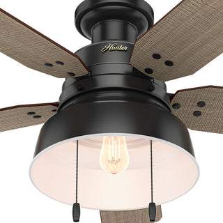 Hunter Fan Company Mill Valley Low Profile Matte Black Ceiling Fan W/ Light, 52"