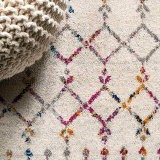 Moroccan HYPE Boho Vintage Diamond Runner Rug, Ivory/Multi, 5 X 8