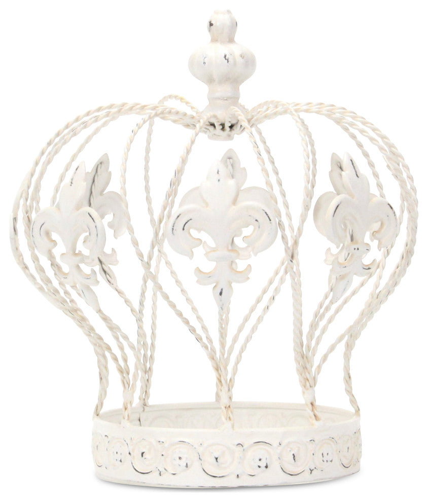 Fleur-De-Lis Crown Table Decor, White