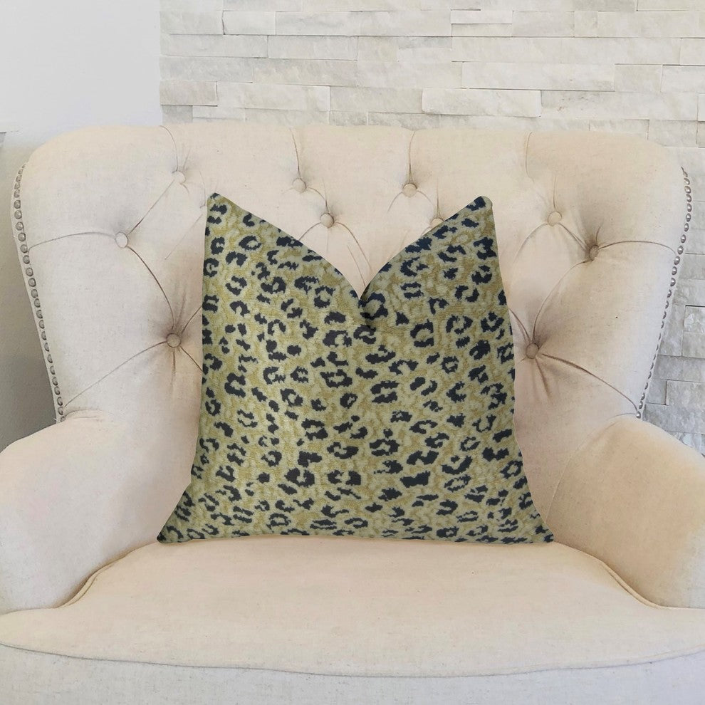 Cheetah Spots Cream and Black Handmade Luxury Pillow, 22"x22"