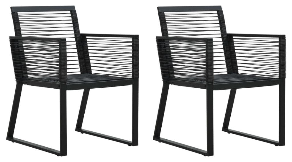 vidaXL 2x Patio Chair Black PVC Rattan Outdoor Garden Seating Lounge Chairs