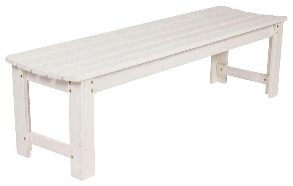 Shine Company 5' Backless Garden Bench With HYDRO-TEX, Eggshell White