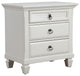 White Plantation 3 Drawer Nightstand