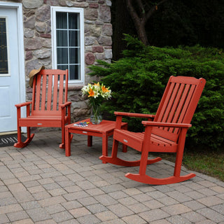 Lehigh Rocking Chair Set With Side Table, Rustic Red