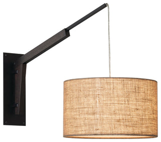 Talea 1-Light Articulate Wall Sconce, Dark Walnut/Burlap Shade, Textured Black Backplate