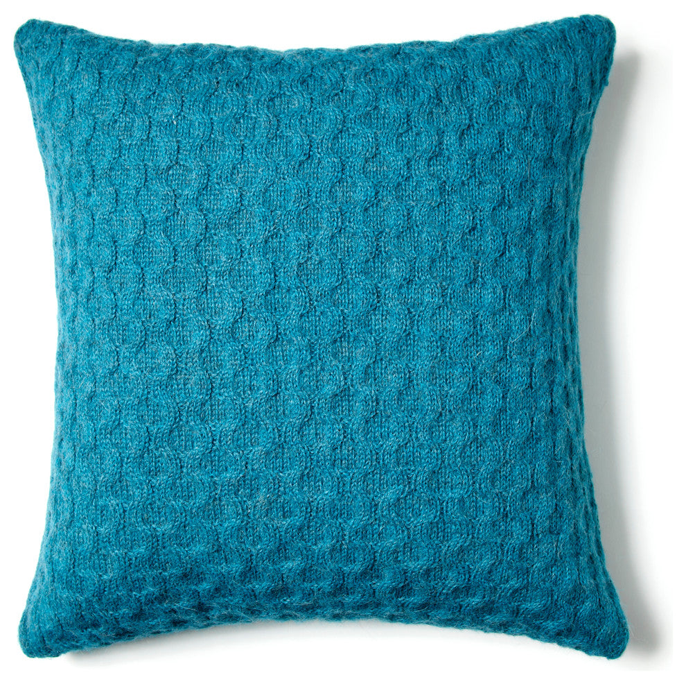 Theo Texture Pillow, Peacock, 15"x15"