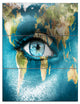 "Planet Earth and Blue Eye" Digital Metal Wall Art, 3 Panels, 28"x36"