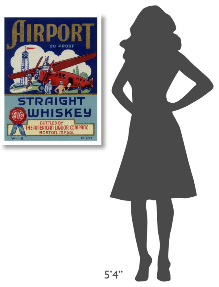 "Airport Straight Whiskey" Digital Paper Print by Vintage Booze Labels, 25"x32"