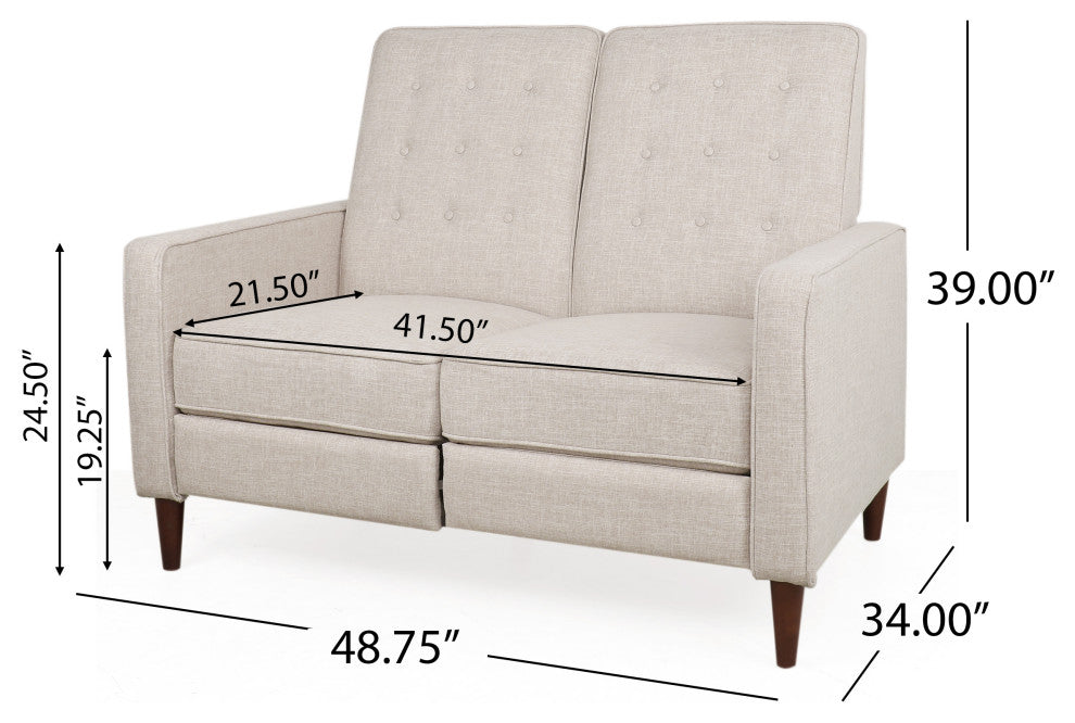 Manville Tufted Loveseat Pushback Recliner, Wheat/Dark Espresso, Fabric
