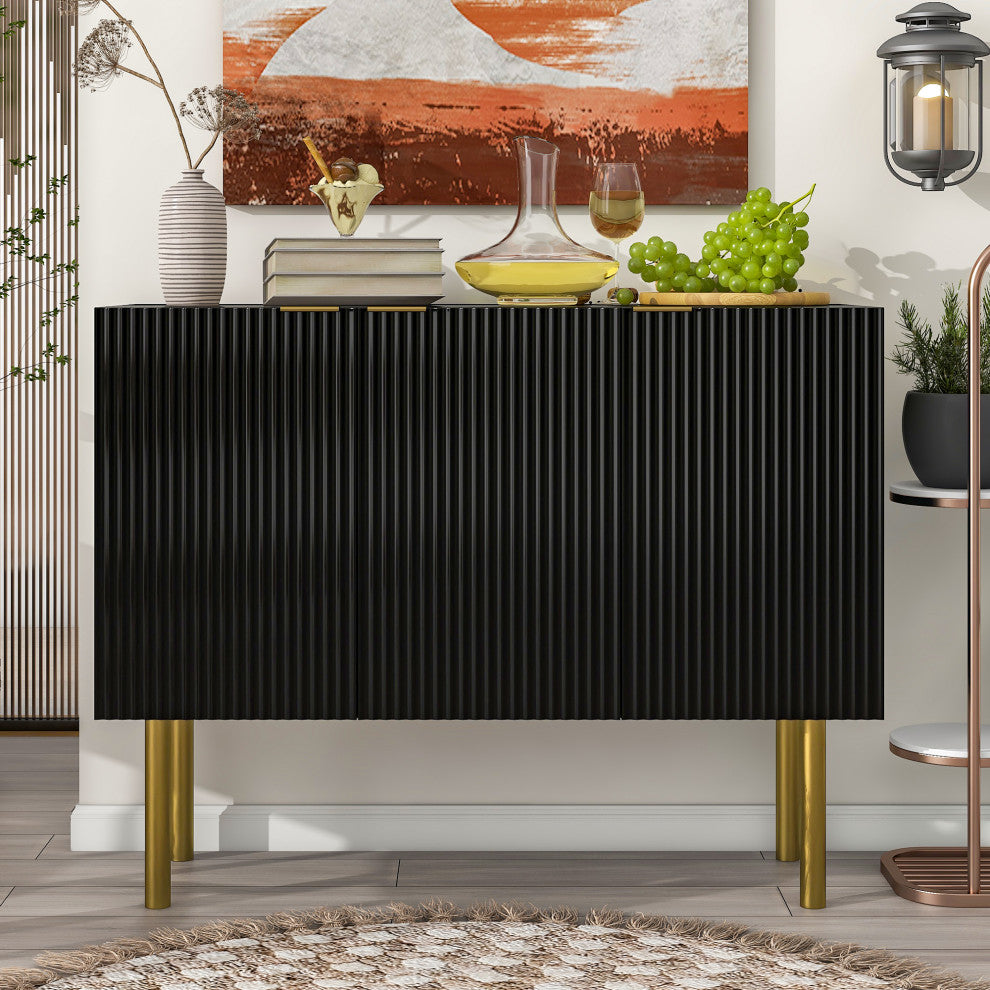 TATEUS 47" Modern dining Buffets sideboard Kitchen Cabinet, Black