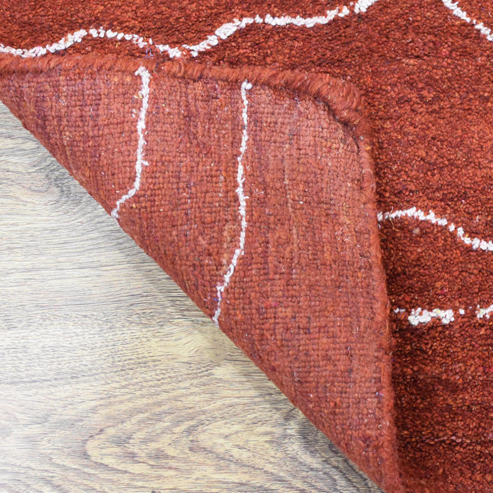 HAND KNOTTED LOOM SILK  RUGS-6'7''x9'10'',Rectangle,Light Red White,Contemporary