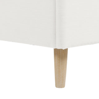 Stockholm Modern Wavy Headboard Platform Bed, Antique White Polyester, Queen